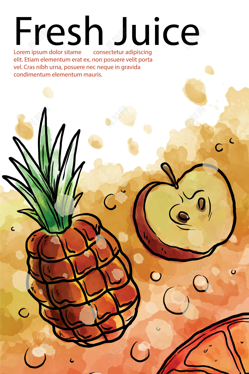 现榨苹果凤梨果汁海报