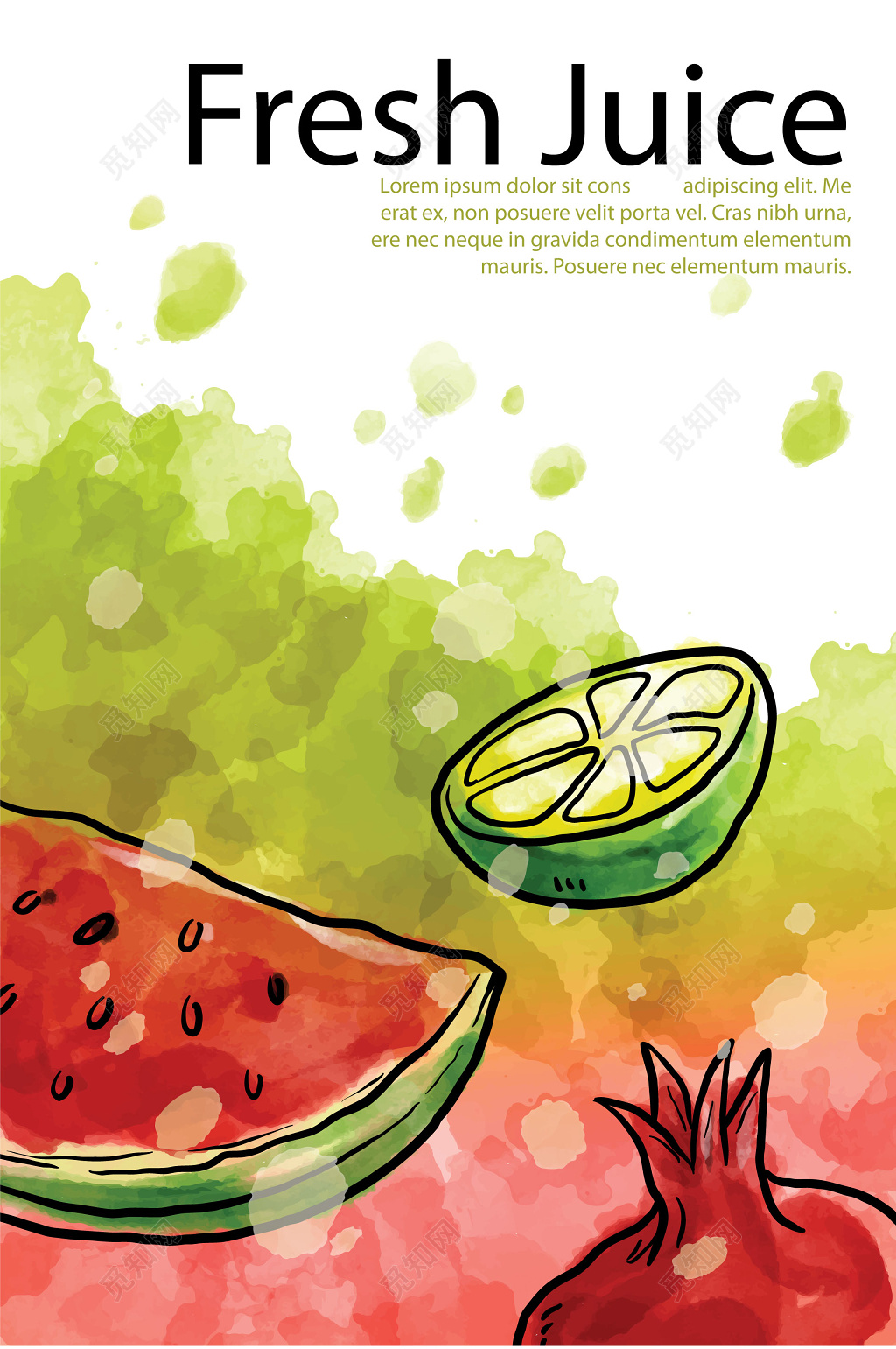 现榨西瓜果汁海报