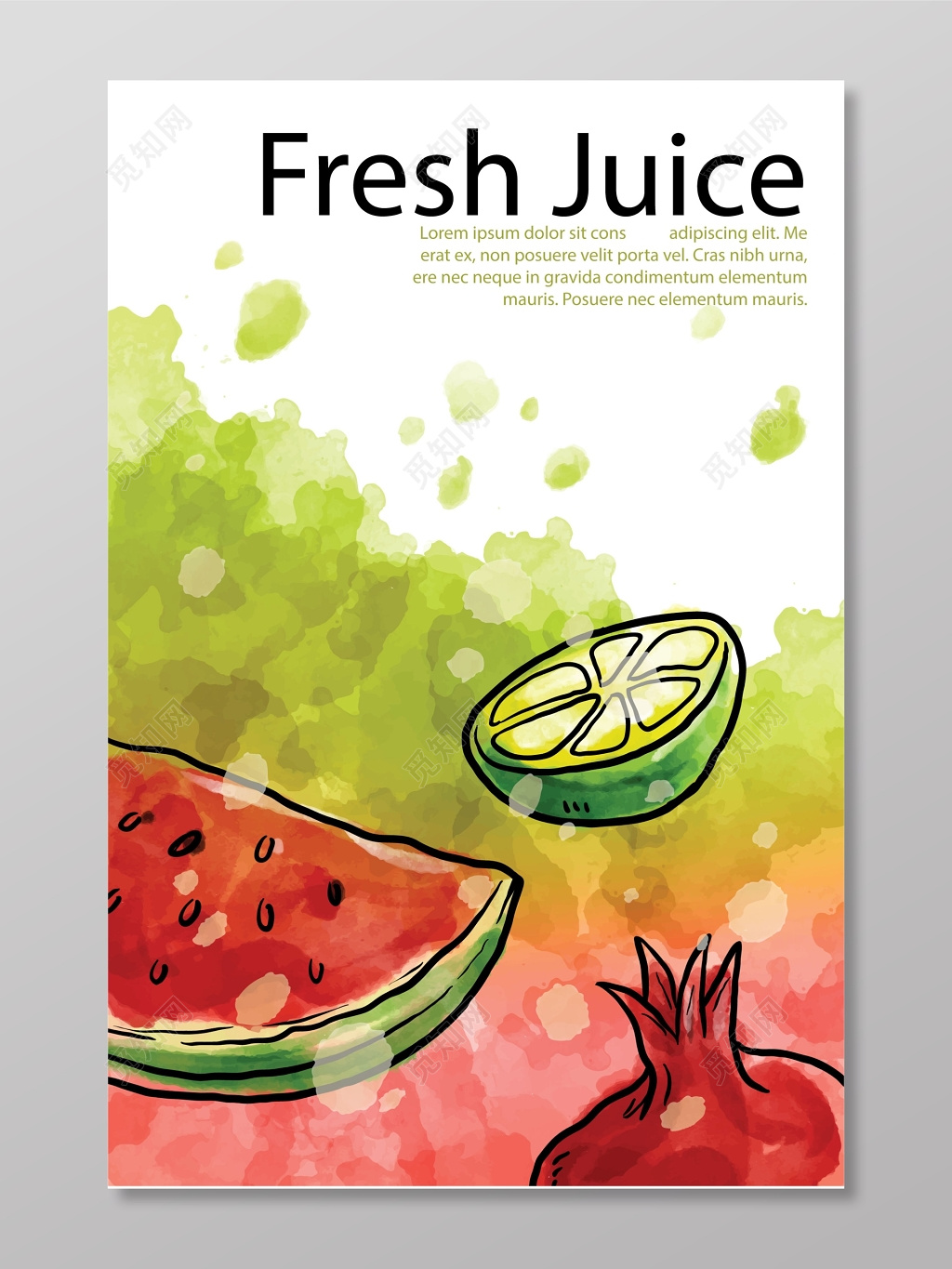 现榨西瓜果汁海报