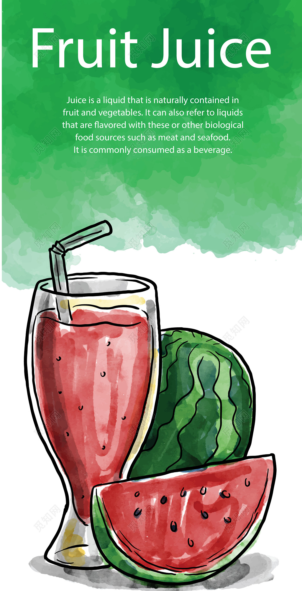 现榨西瓜汁海报
