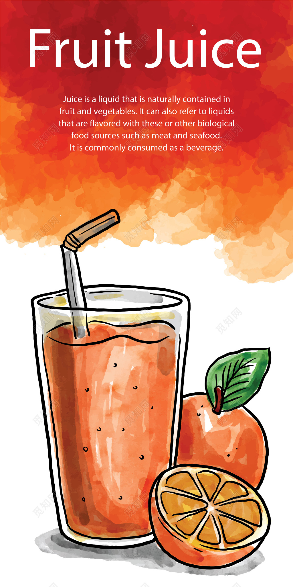 现榨橙汁果汁海报模板