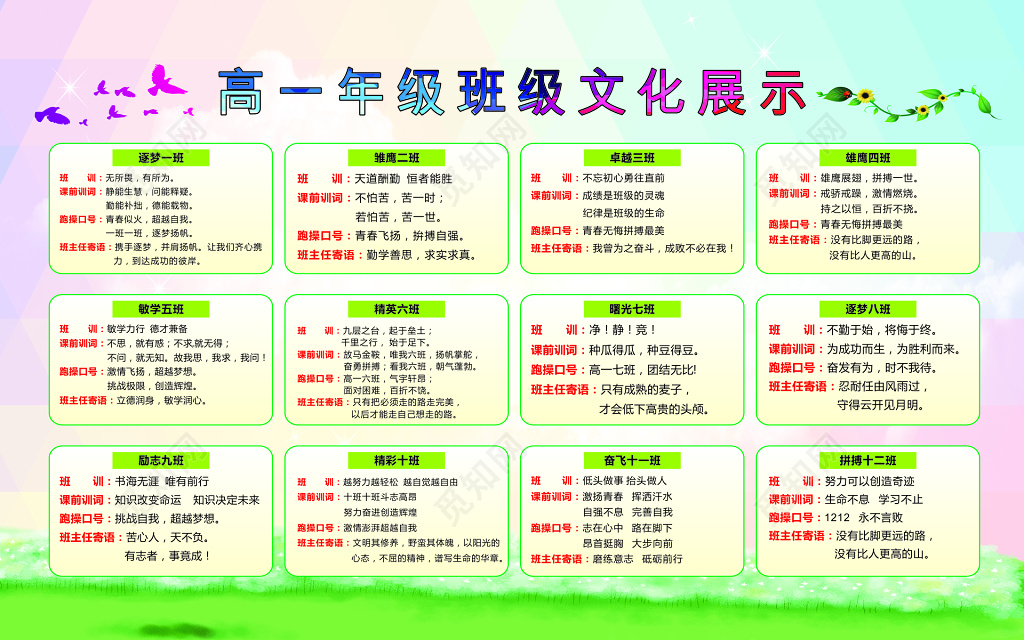 学校班级文化班训展示展板