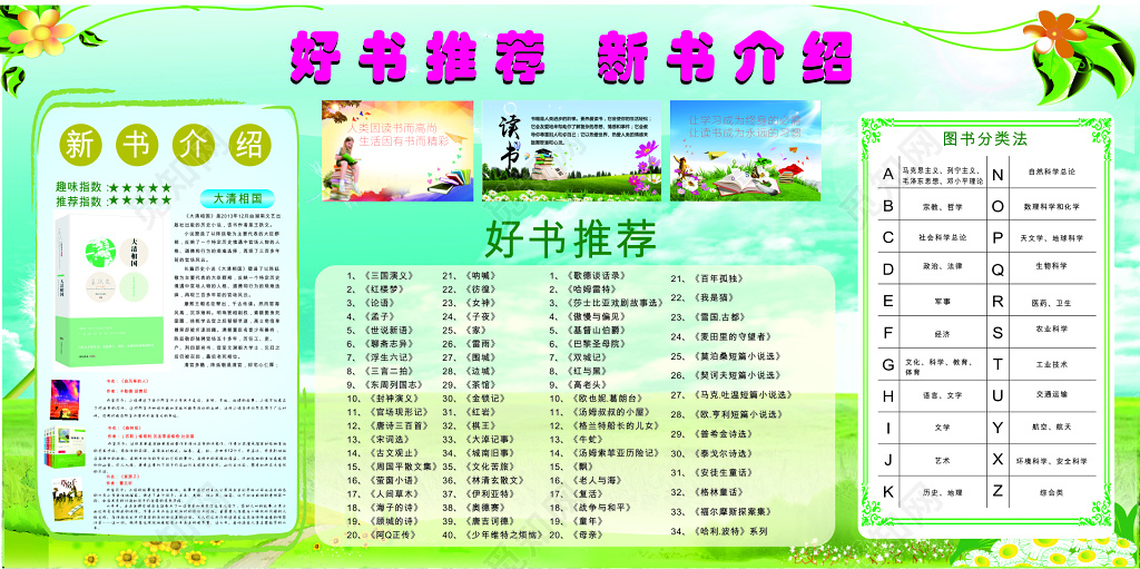 阅读好书推荐新书推荐展板
