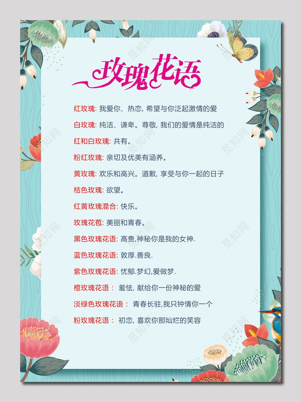 玫瑰鲜花花语海报