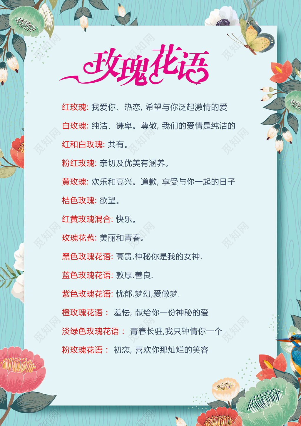 玫瑰鲜花花语海报