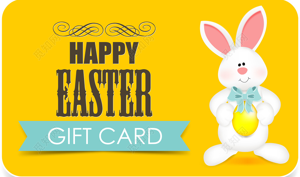 卡通形象复活节卡券