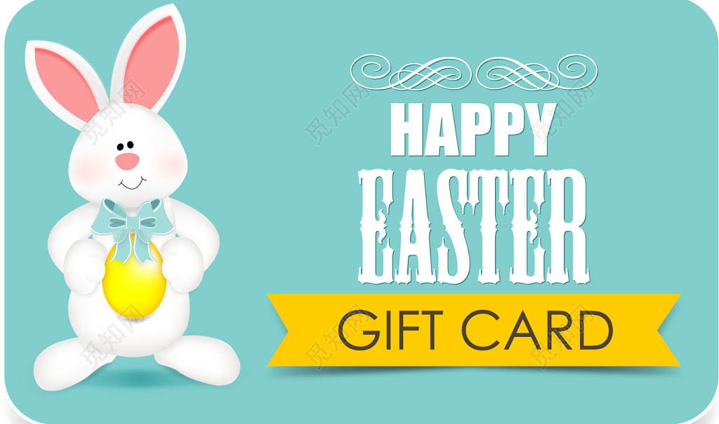 卡通形象复活节卡券