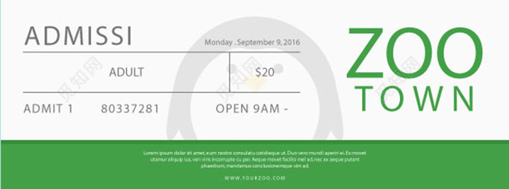 简约动物园门票卡券