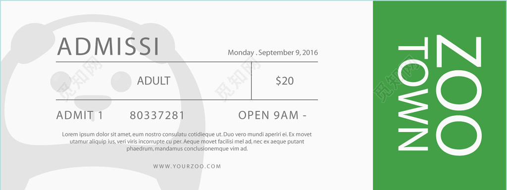 简约动物园门票卡券