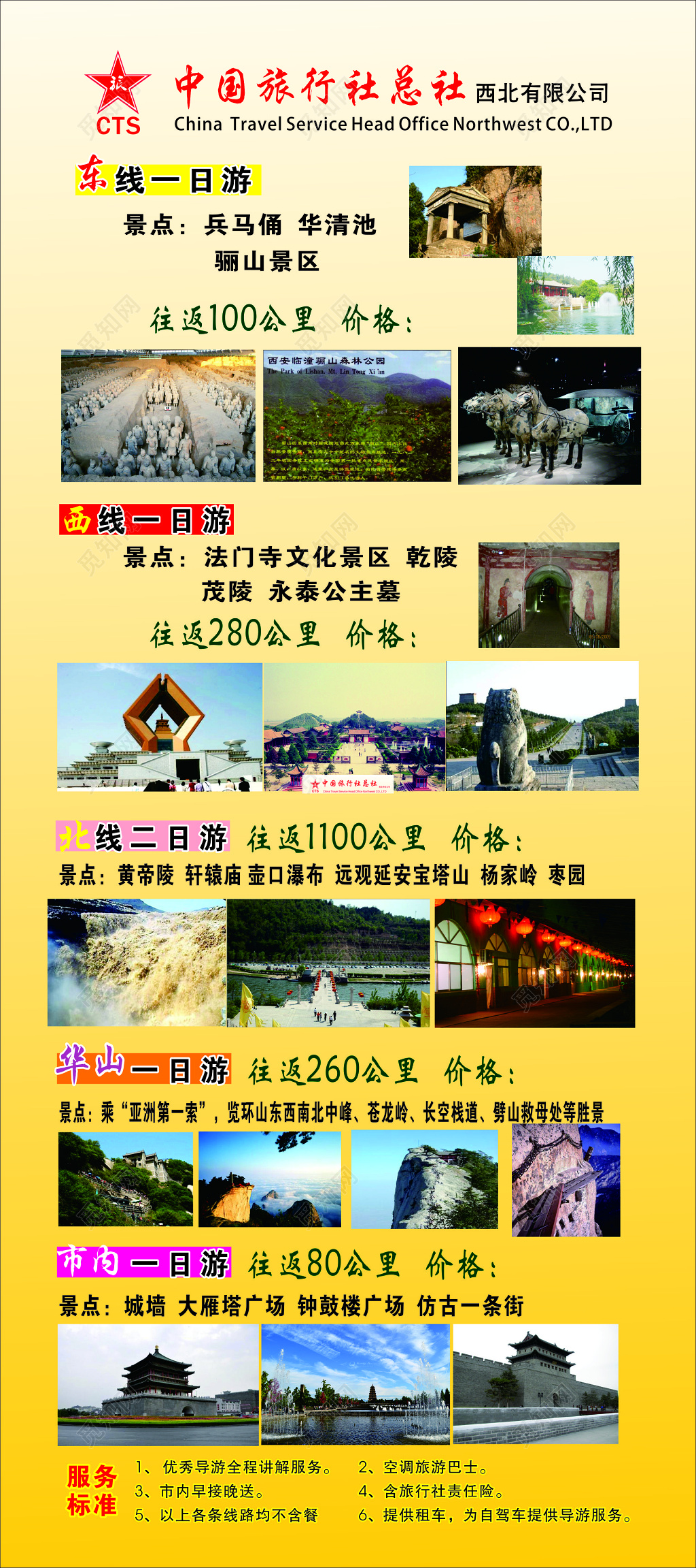 西安旅游旅游线路一日游宣传展板