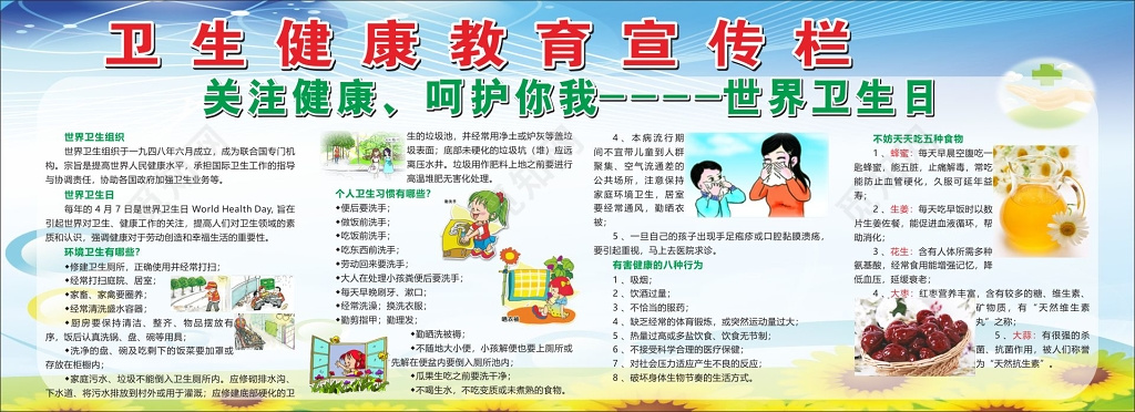 世界卫生日宣传栏卫生健康教育