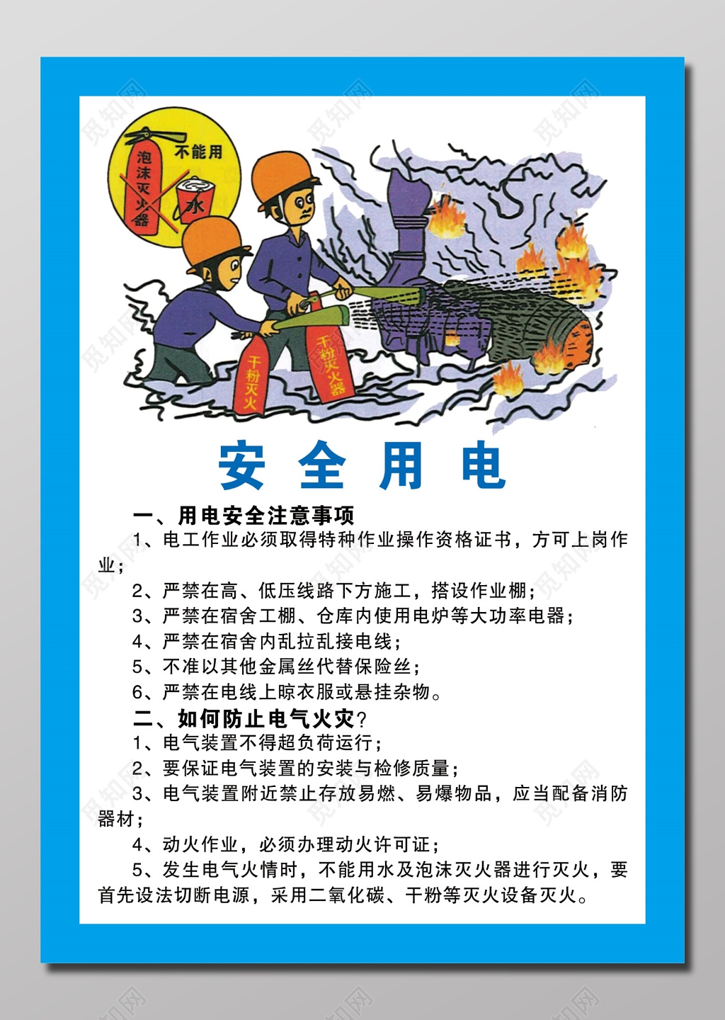 工地安全用电安全生产海报