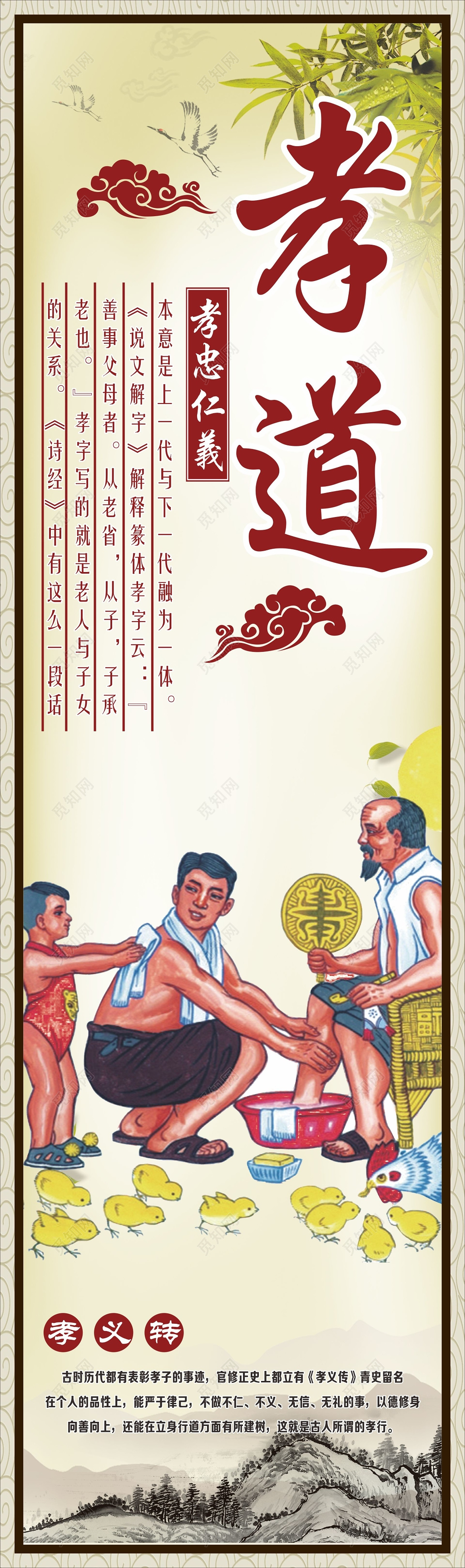 孝文化展板孝忠仁义孝义传