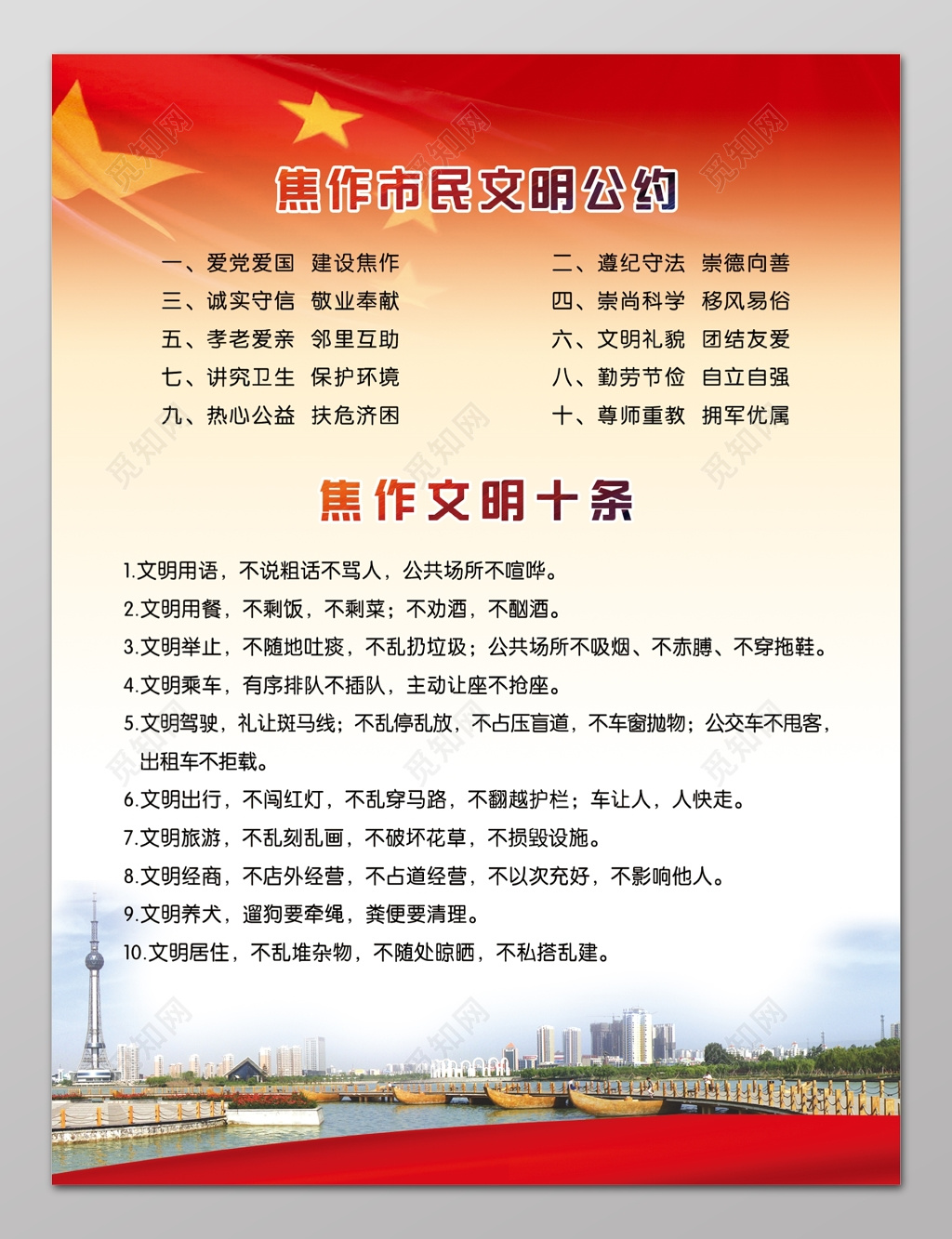 焦作市民文明公约
市民公约制度牌