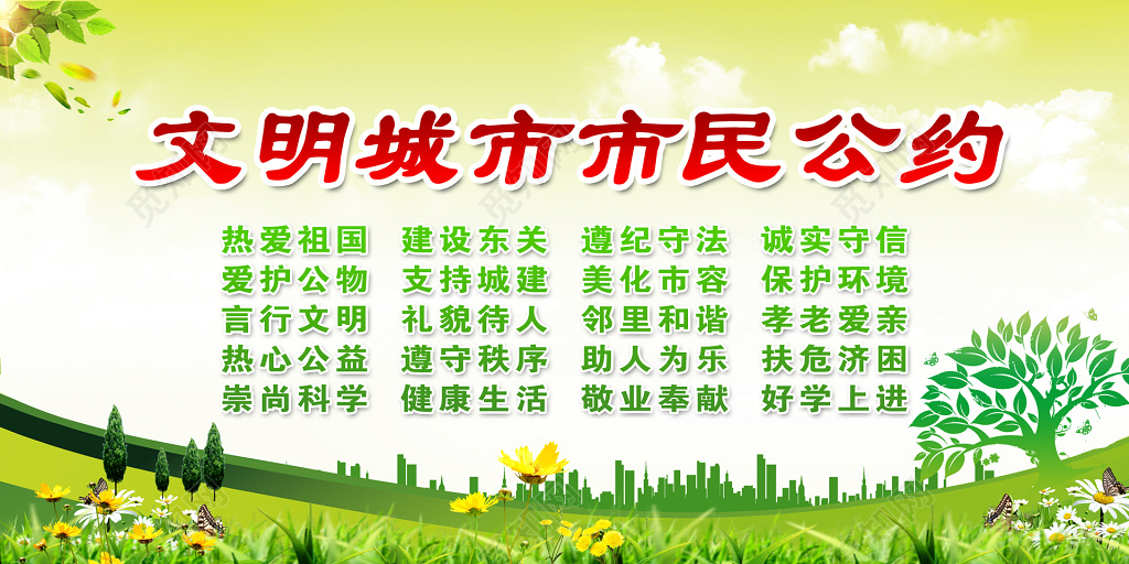 市民基本行为规范文明城市市民公约城市建设市民文明公约城市展板