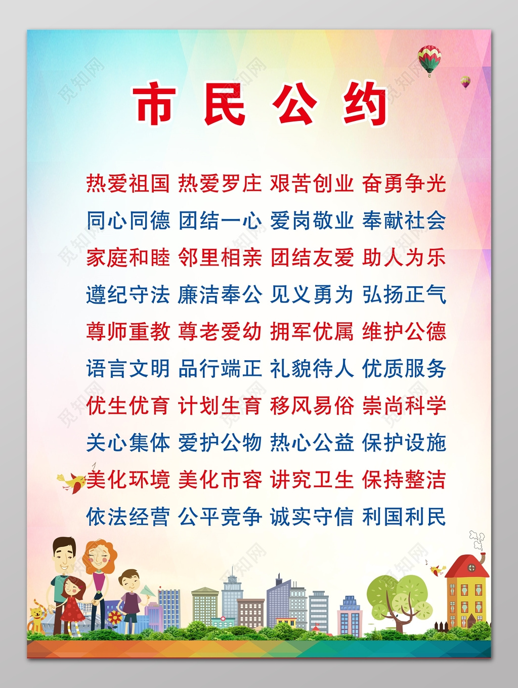 市民公约市民公约城市建设市民文明公约城市文明公约海报设计