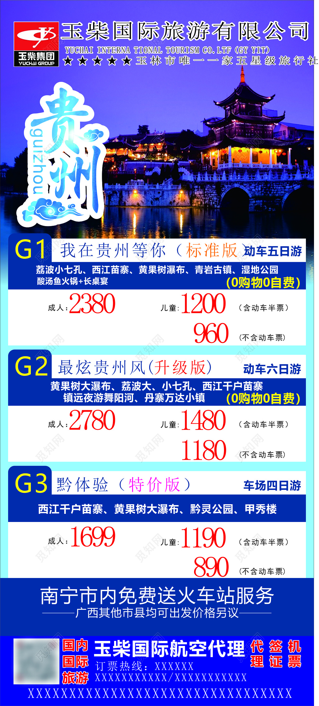 贵州旅游西江苗寨黄果树瀑布湿地公园青岩古镇海报模板