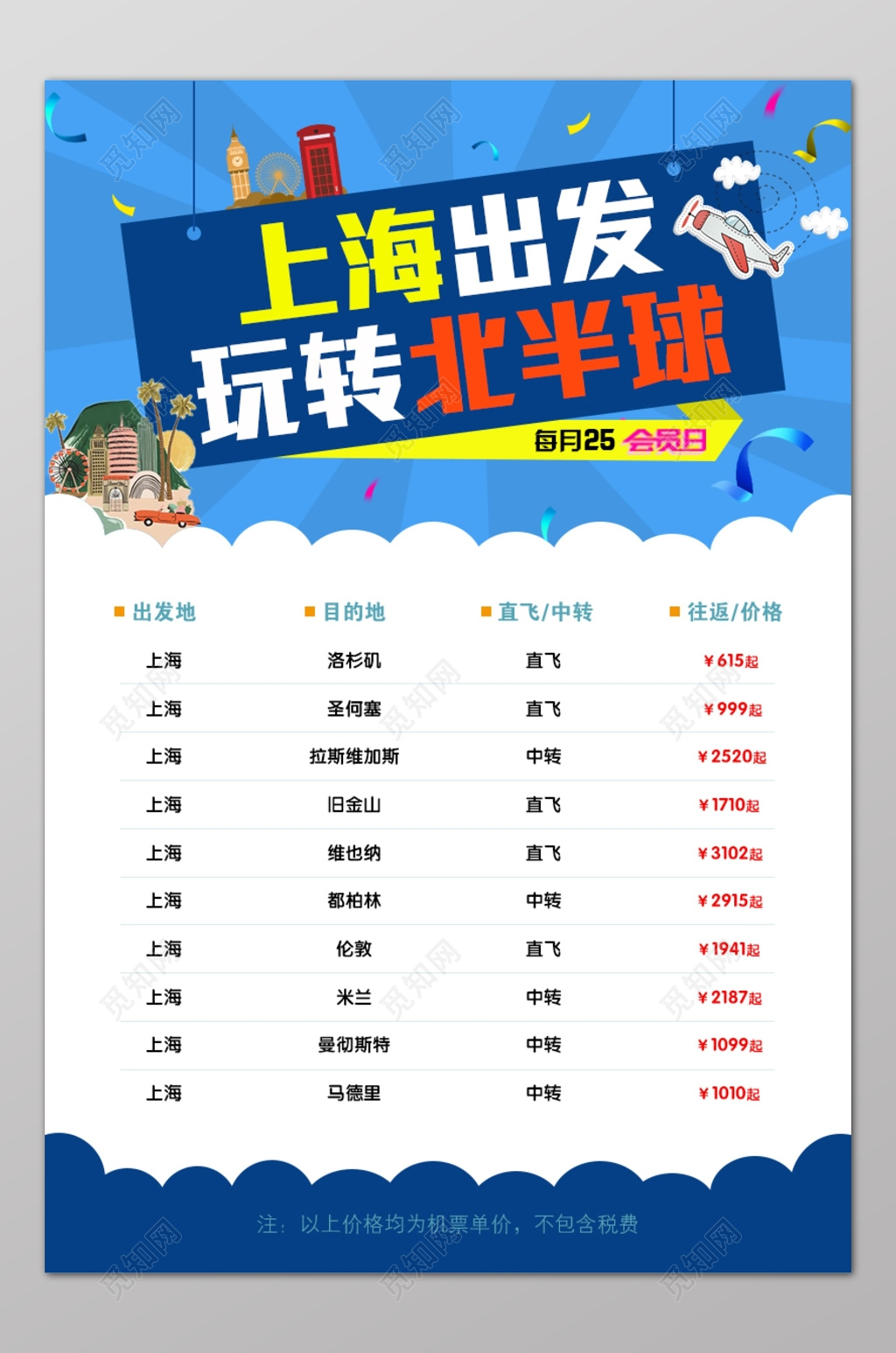 上海旅游上海印象会员日婉转北半球海报设计 