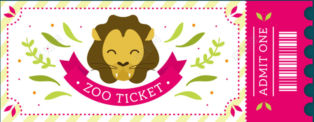 卡通狮子头像动物园门票卡券