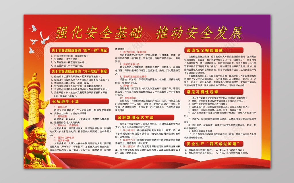 红色安全生产宣传栏模板