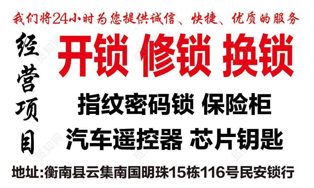 开锁修锁指纹密码锁开锁名片设计