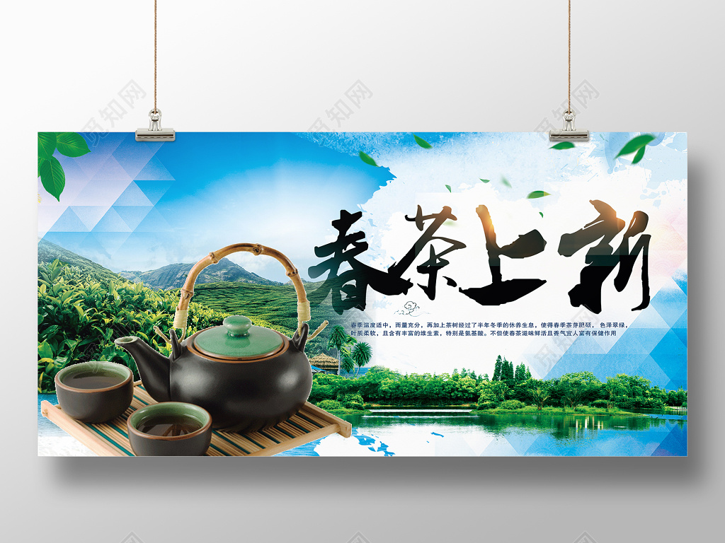 绿色茶叶春茶上新茶香怡人展板