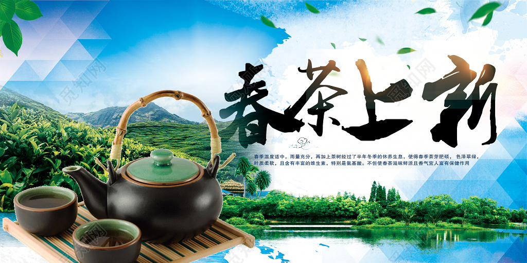 绿色茶叶春茶上新茶香怡人展板