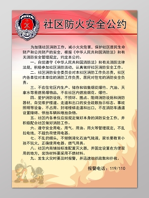 社区防火安全公约宣传海报