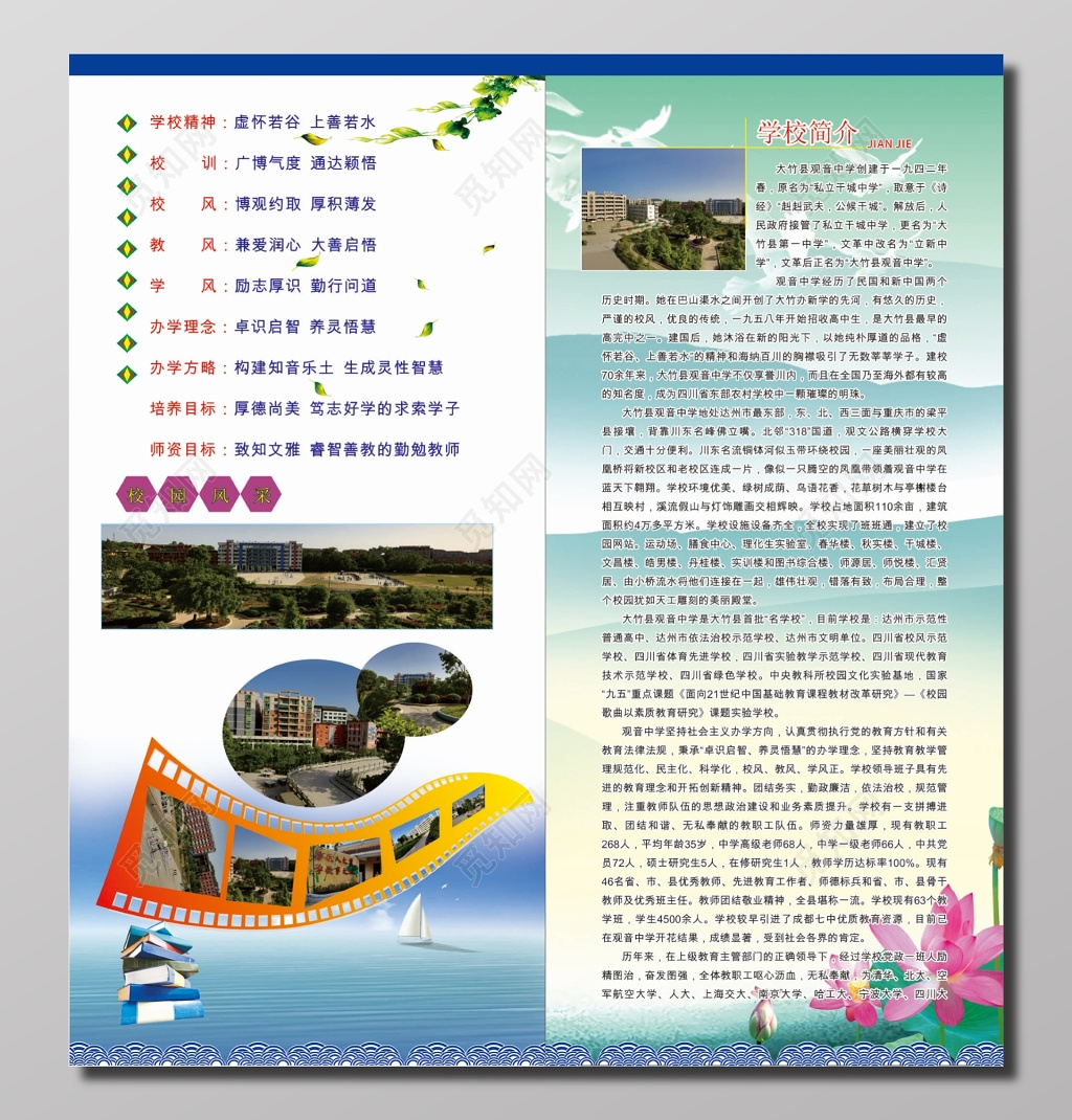 学校简介校训办学理念校园风采展板