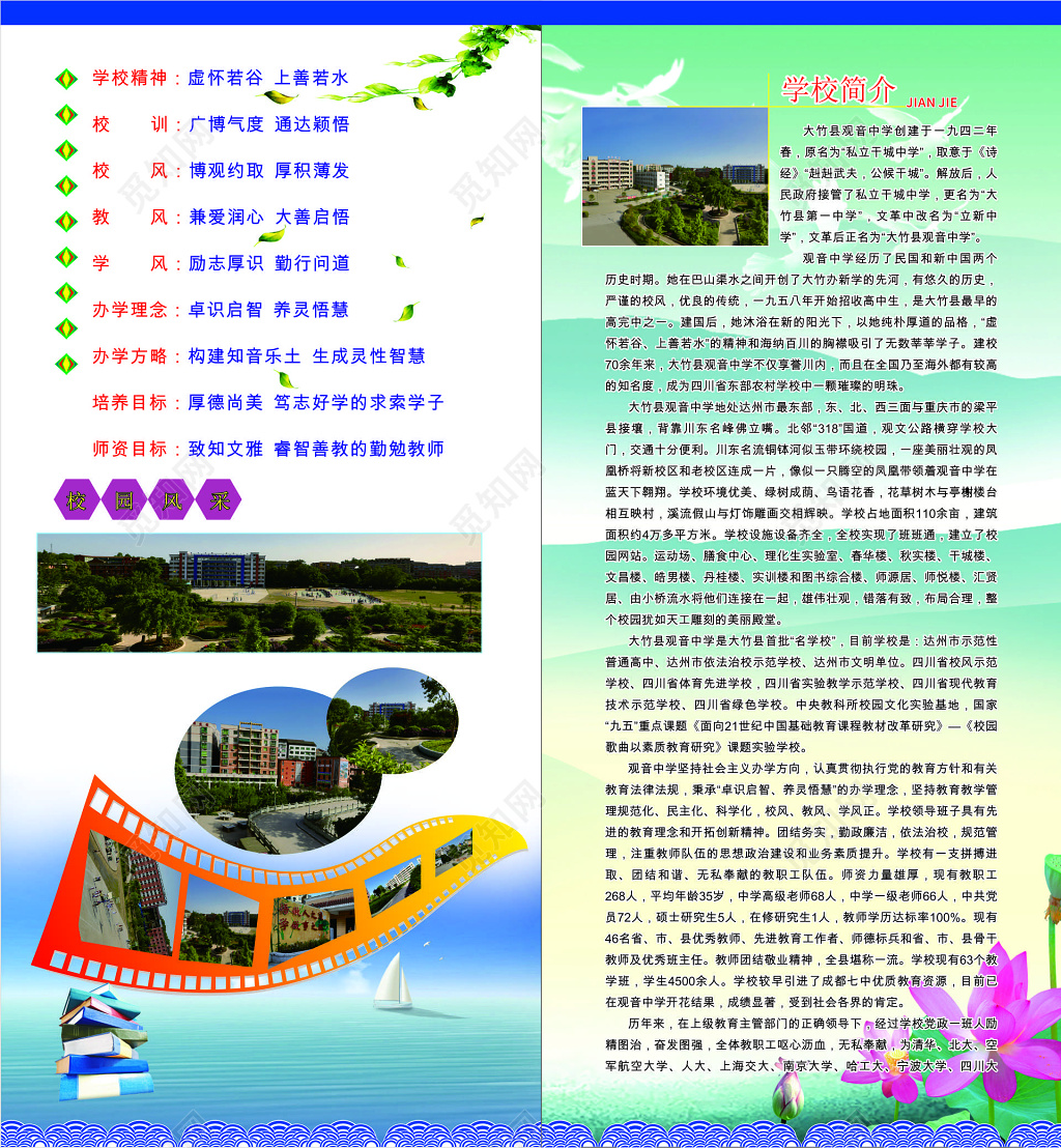 学校简介校训办学理念校园风采展板