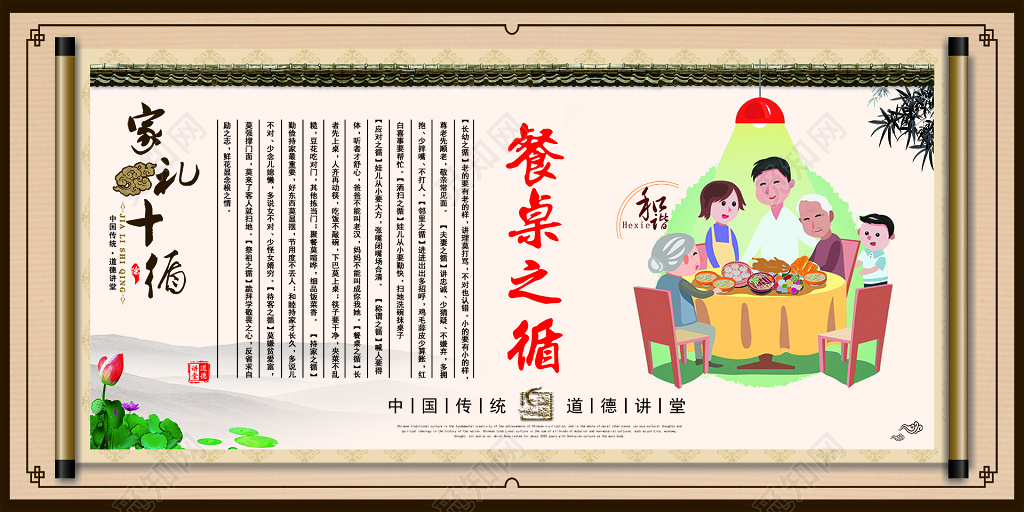餐桌之循家礼十循中国传统文化教育海报