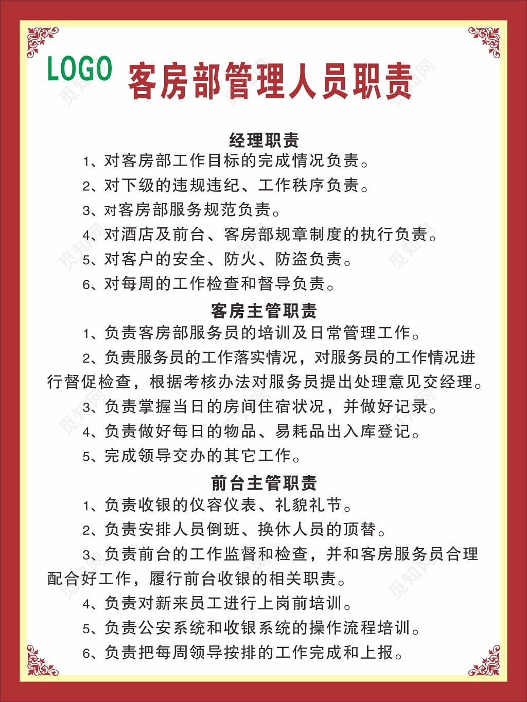 简约花边公司部门工作流程管理制度海报