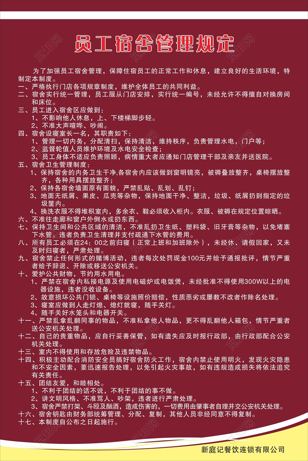 餐饮公司部门人员管理制度海报