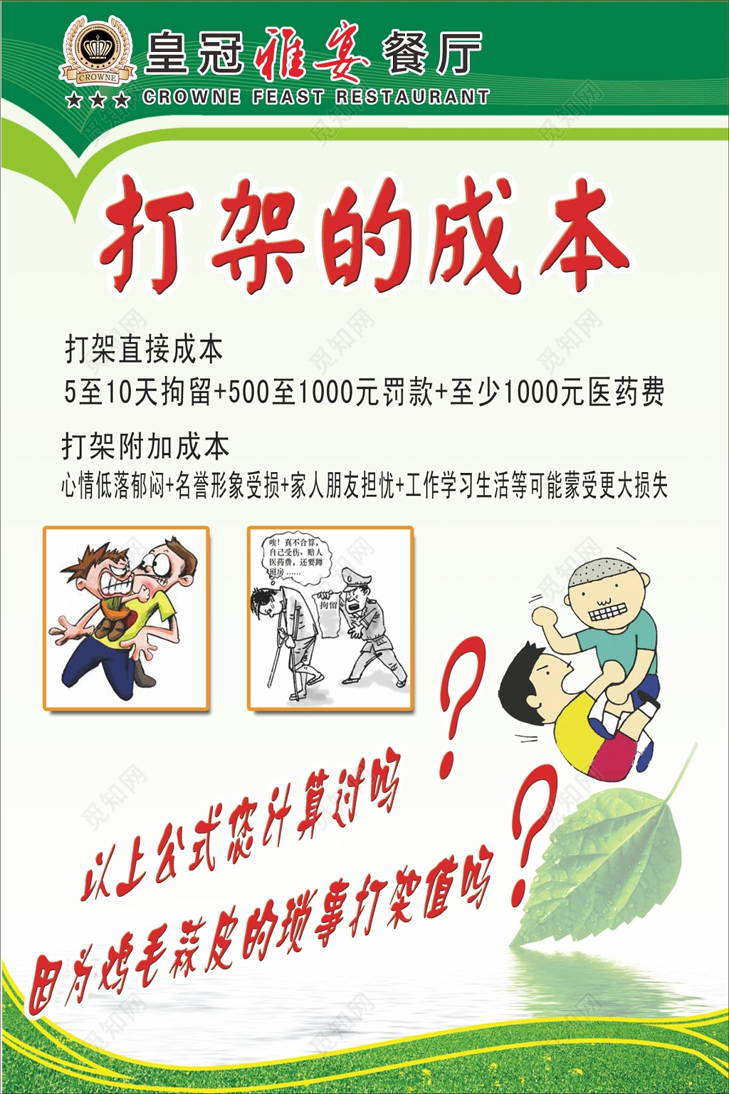 餐厅餐馆卡通宣传制度海报