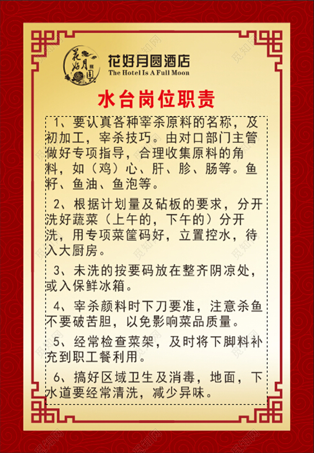 经典中国风酒店岗位职责管理制度海报