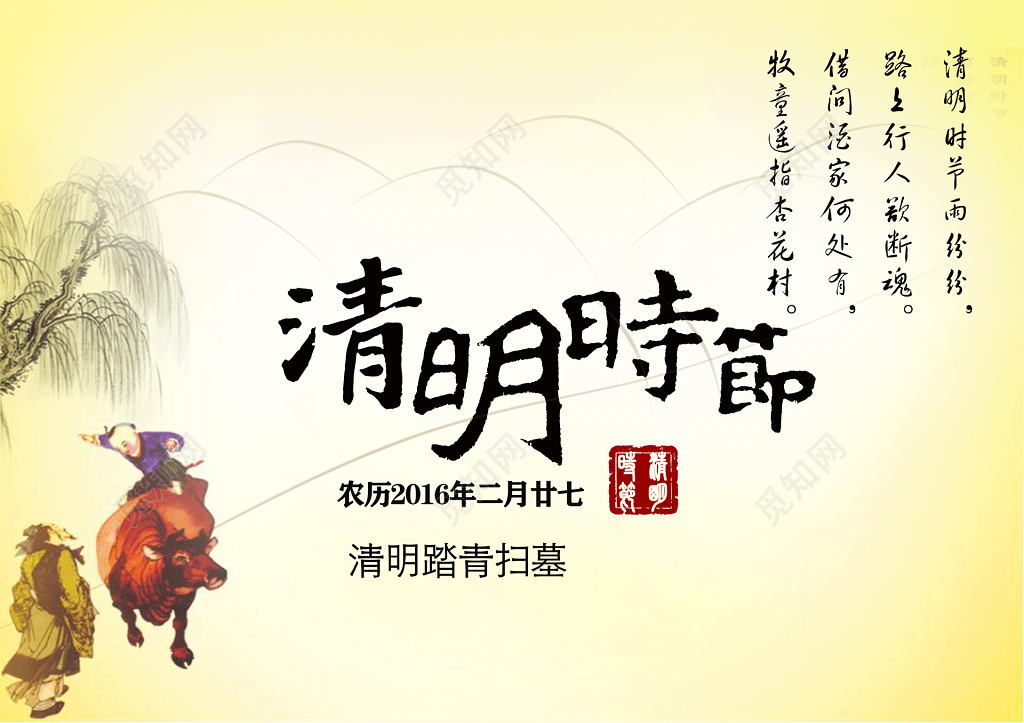 清明时节踏青扫墓展板