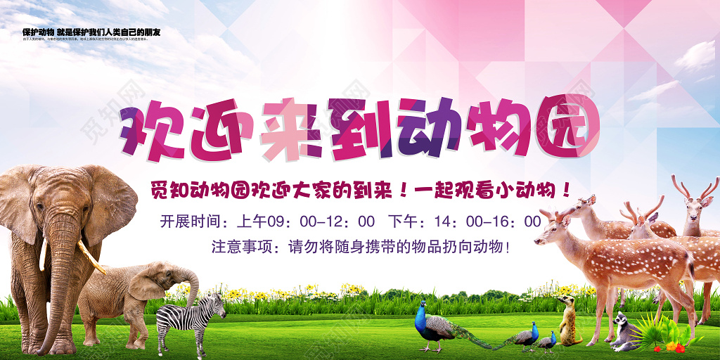 动物园海报欢迎来到动物园展板设计