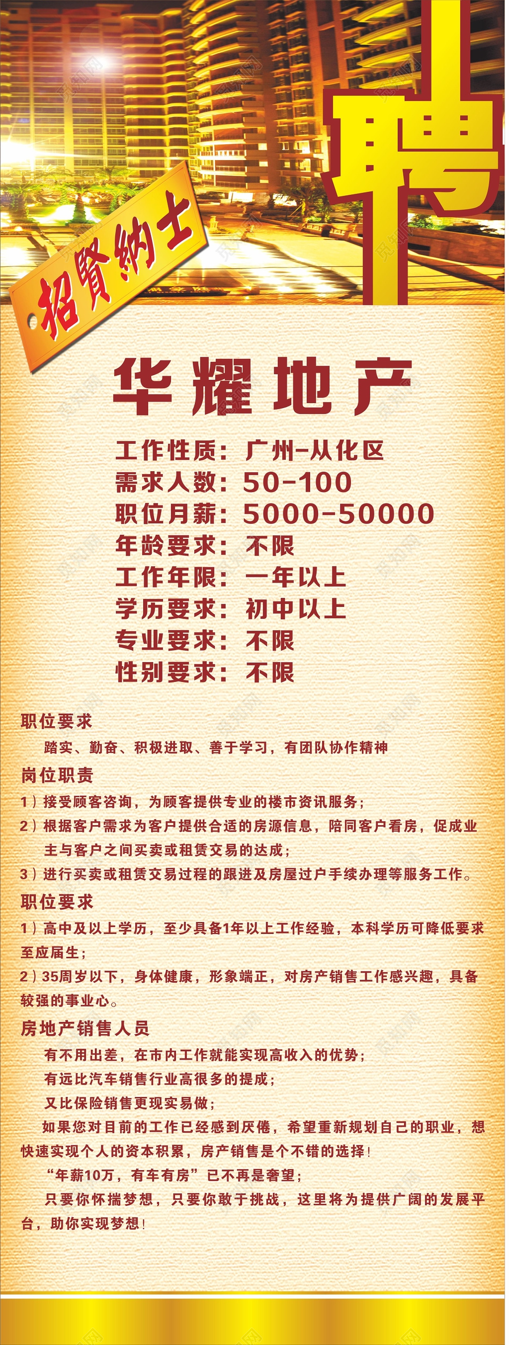 地产招聘海报招贤纳士