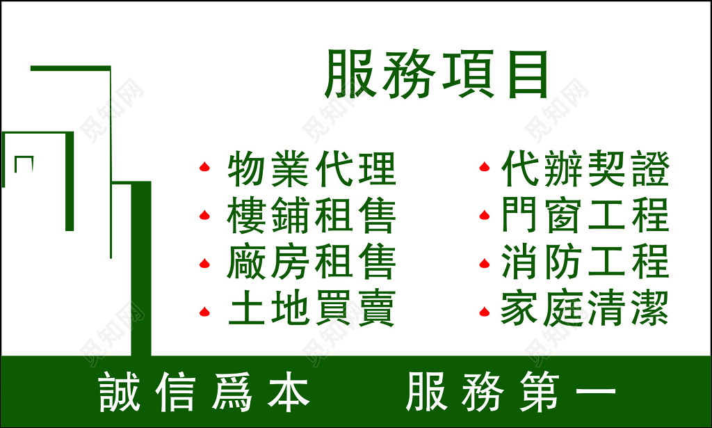 房地产名片中介服务部物业代理楼铺租售土地买卖名片设计模板