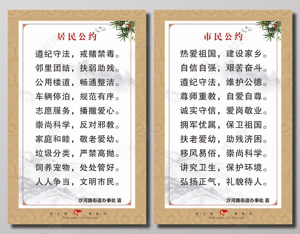 居民市民公约宣传海报