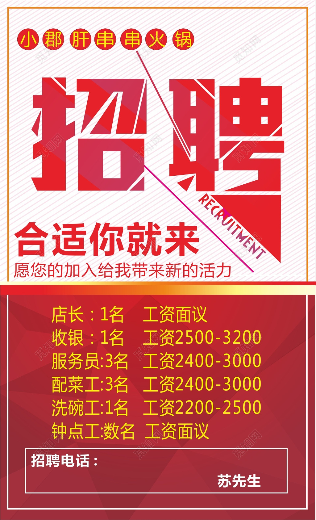 火锅招聘海报串串火锅
