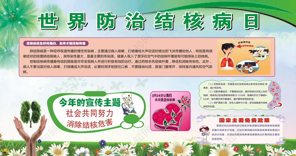 清新世界防治结核病日宣传栏