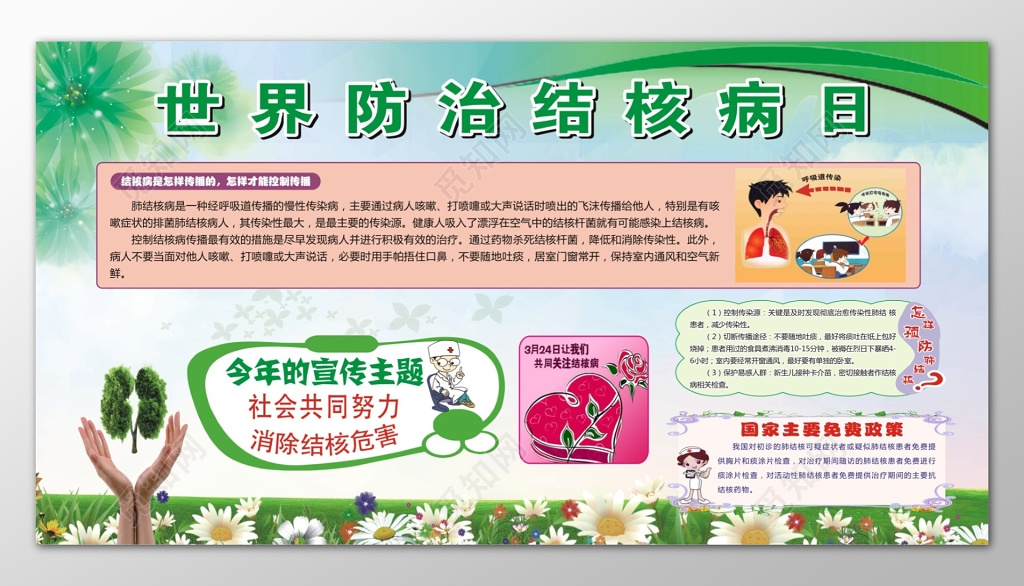清新世界防治结核病日宣传栏