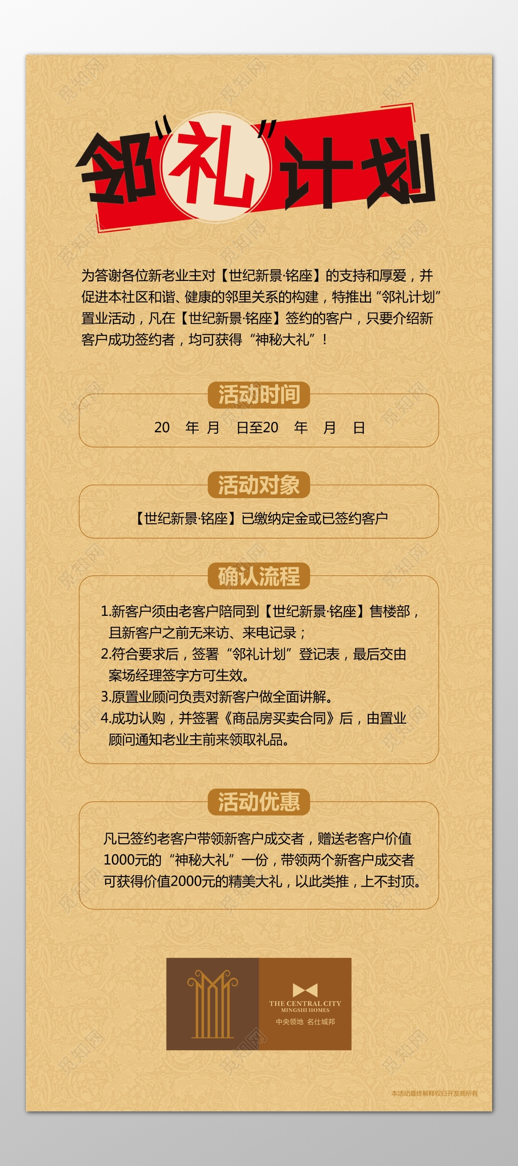 房地产推出活动建立和谐健康邻里管理流程图海报模板