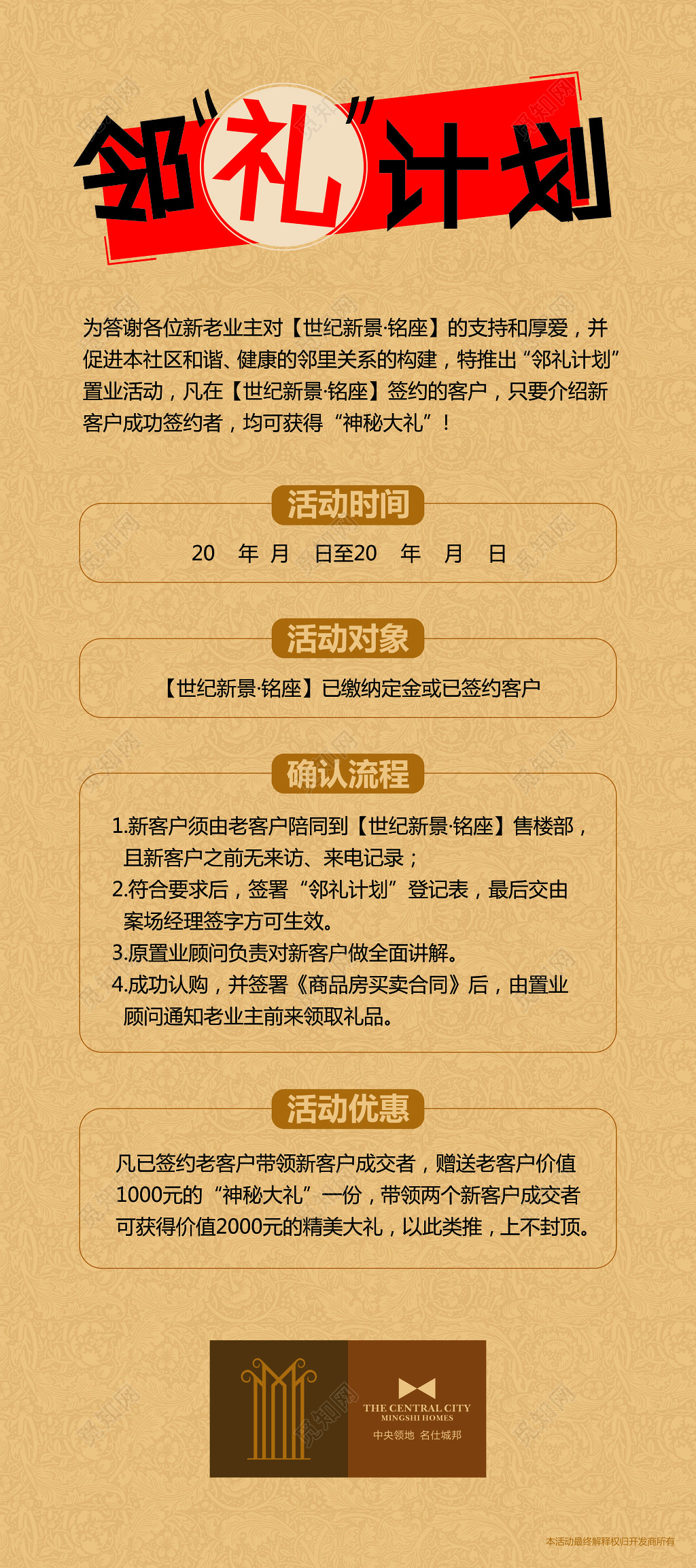 房地产推出活动建立和谐健康邻里管理流程图海报模板