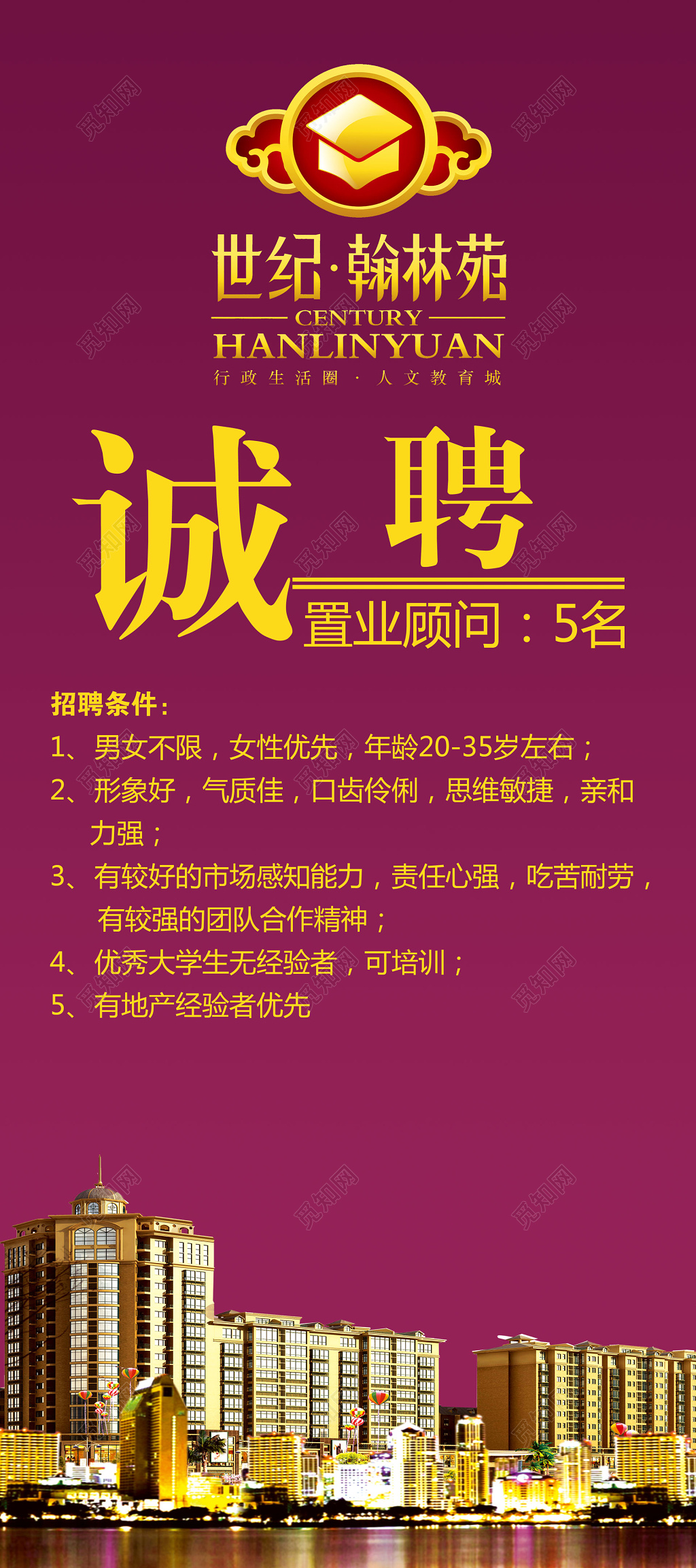 地产招聘房地产招聘男女不限责任心强吃苦耐劳海报模板