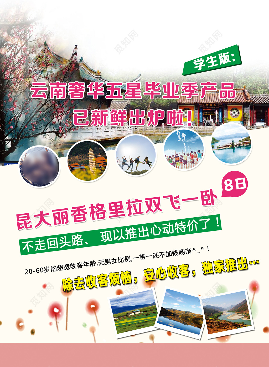 云南旅游毕业季产品昆明香格里拉独家推出海报模板