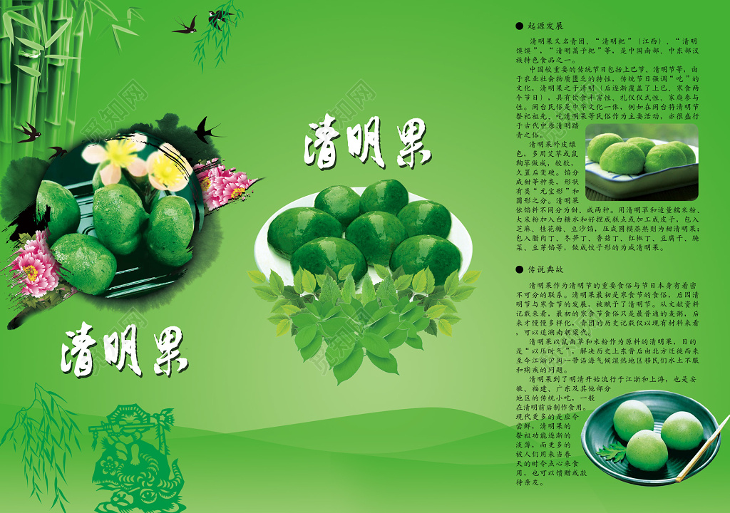 青团清明节食品传统美食绿色海报设计