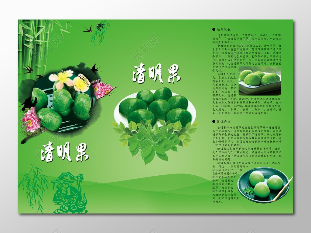 青团清明节食品传统美食绿色海报设计