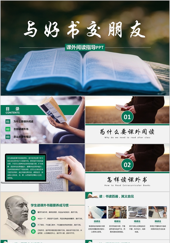 商务简洁风读书分享课外读物书本读后感动态PPT